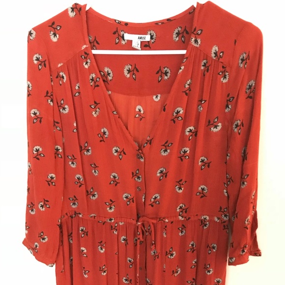 Amuse Society Kimia Rust Red Floral Maxi Dress - Picture 3 of 4